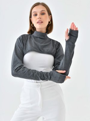 Antrasit Balıkçı Parmaklı Boyunluklu Kolluk