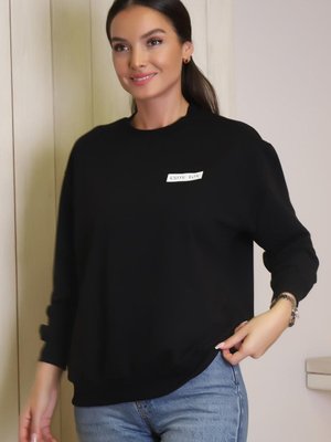 Siyah Uzun Kollu Ayıcık Baskılı Sweatshirt