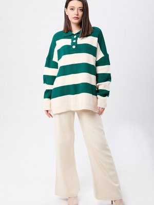 Yesıl Çizgili Triko Takım