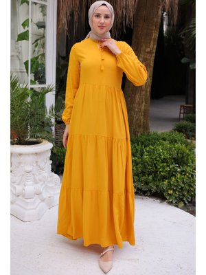 Sarı Yakası İpli Elbise Sarı Yakası İpli Elbise