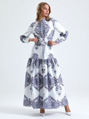 Gri Atlas Kumaş Elbise