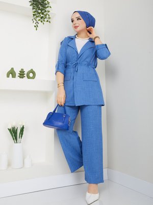 Ceketli Keten Takım Ceketli Keten Takım