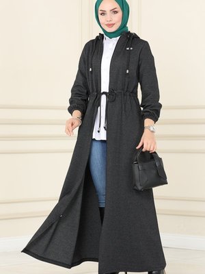 Antrasit Arma Detaylı Kışlık Ferace Antrasit Arma Detaylı Kışlık Ferace