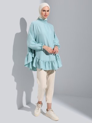 Aerobin Volan Detaylı Gipeli Tunik Mavi