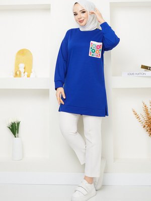 Lacivert Cep Detaylı Sweatshirt