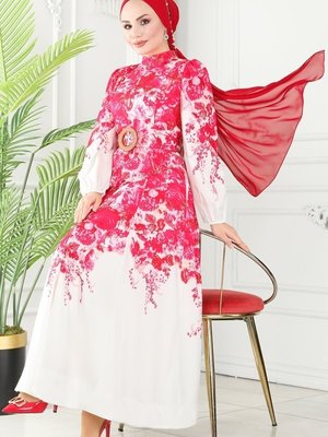 Fuşya Kaplama Kemerli Poplin Elbise Fuşya Kaplama Kemerli Poplin Elbise