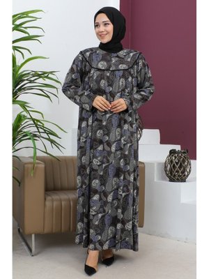 Adile Büyük Beden Desenli Penye Elbise