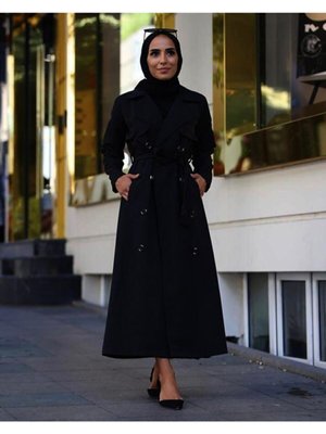 Siyah Klasik Kesim Trençkot