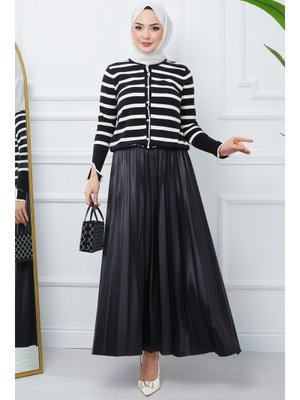 Siyah Beli Lastikli Piliseli Etek Siyah Beli Lastikli Piliseli Etek