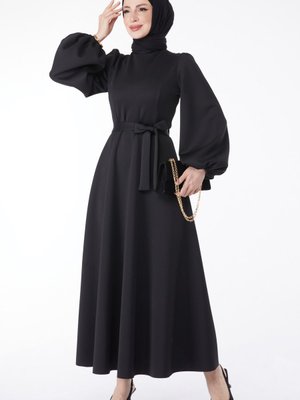 Düz Bisiklet Yaka Siyah Elbise Düz Bisiklet Yaka Siyah Elbise