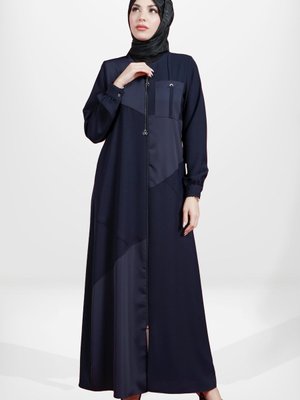 Lacivert Şeritli Ferace