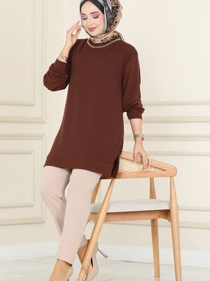 Taba Yakası Zincir Detaylı Tunik