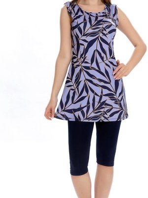 Mor Likralı Sıfır Kol Askılı Yarı Kapalı Mayo