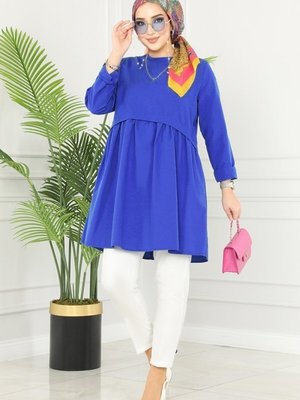 Saks Pat Detaylı Terikoton Tunik Saks Pat Detaylı Terikoton Tunik