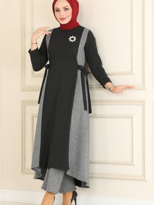 Siyah & Gri Yandan Bağlamalı İkili Takım Siyah & Gri Yandan Bağlamalı İkili Takım