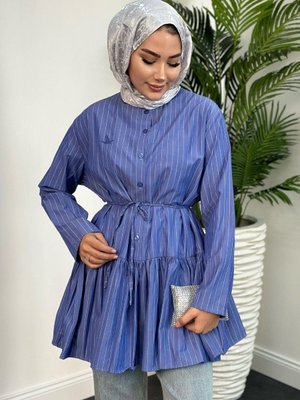 Kuşlu Muadil Gömlek Mavi