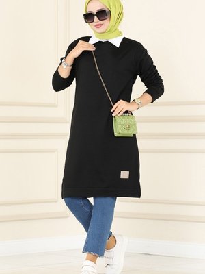 Siyah Arma Detaylı Basic Tunik Siyah Arma Detaylı Basic Tunik