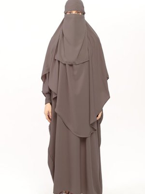 Sultanbaş Nikaplı Çarşaf Cilbab Khimar Abaya Kolu Lastikli Hakim Yaka Peçeli Ferace Medine İpek