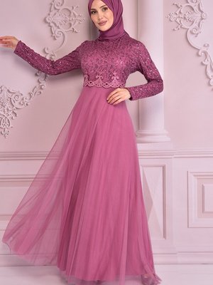 Tül Abiye Elbise Pembe Tül Abiye Elbise Pembe