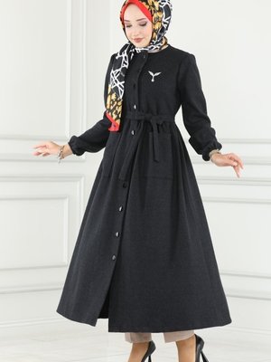 Siyah Kemerli Balıksırtı Ferace & Elbise Siyah Kemerli Balıksırtı Ferace & Elbise