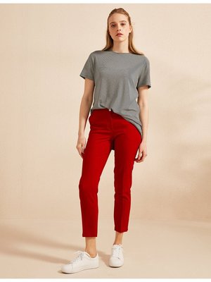 Basic Dar Paça Pantolon Kırmızı Sz