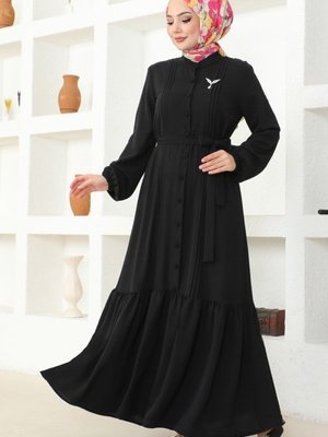 Siyah Eteği Fırfırlı Aerobin Elbise