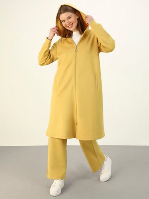 Yağ Yeşili Kapüşonlu İkili Takım