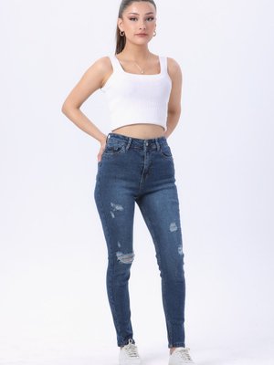 Koyu Mavı Likralı Skinny Kot Pantolon Koyu Mavı Likralı Skinny Kot Pantolon