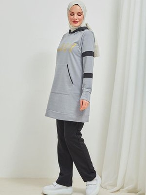 Kangoru Cepli Eşofman Takımı Koyu Gri Kangoru Cepli Eşofman Takımı Koyu Gri