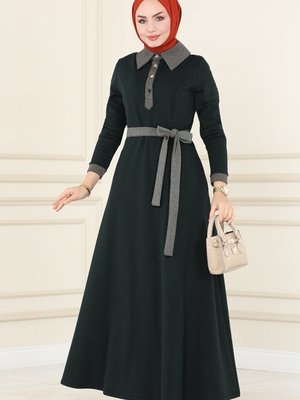 Zümrüt & Vizyon Yarım Düğmeli Kışlık Elbise