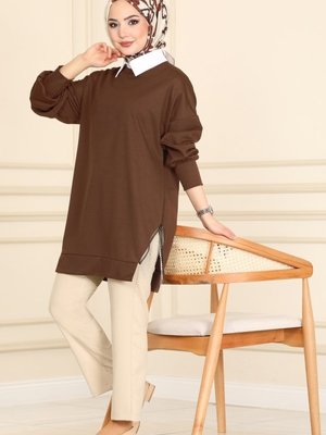 Kahve Zincir Detaylı Tunik