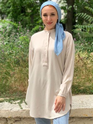 Bej Yarı Düğmeli Tunik Bej Yarı Düğmeli Tunik