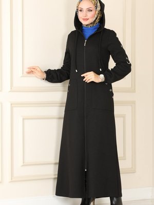 Siyah Kuşgözü Detaylı Ferace Siyah Kuşgözü Detaylı Ferace
