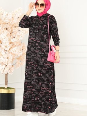 Gül Kurusu & Siyah Kapüşonlu Spor Elbise