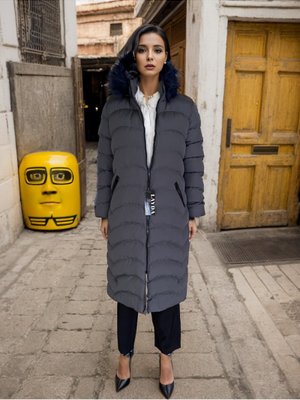 Füme Kürklü Şişme Mont