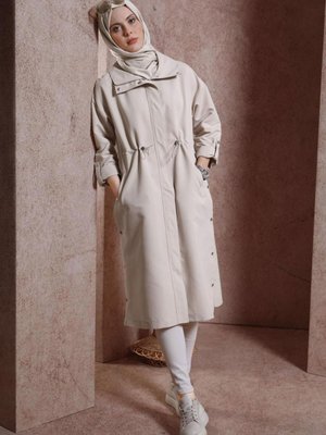 Beli Büzgülü Trençkot