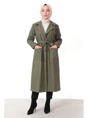 Haki Cepli Kaşe Kaban Haki Cepli Kaşe Kaban