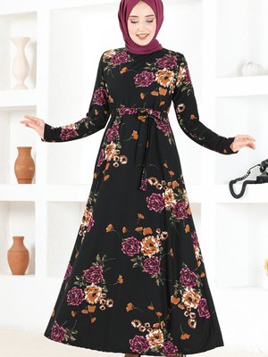 Kemerli Elbise Mürdüm Kemerli Elbise Mürdüm