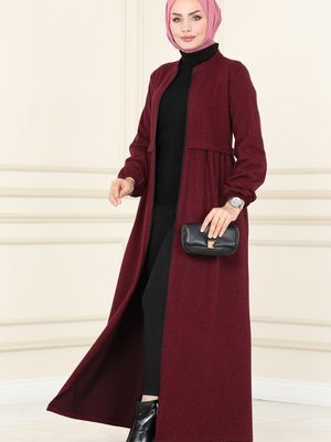 Bordo Pat Detaylı Kışlık Ferace Bordo Pat Detaylı Kışlık Ferace