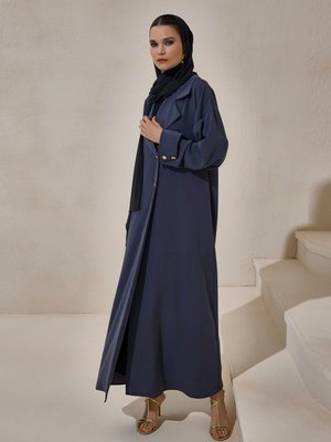 Antrasit Crepe Trench Abaya