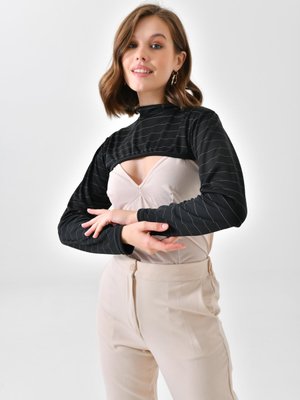 Balıkçı Yaka Boyunluklu Kolluk Siyah Beyaz