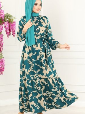 Petrol Kemerli Helen Elbise