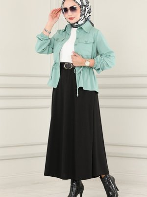 Mint & Siyah Beli Tünelli İki Takım Mint & Siyah Beli Tünelli İki Takım