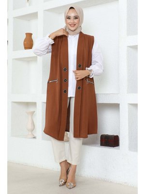 Taba Büyük Beden Ayrobin Yelek Taba Büyük Beden Ayrobin Yelek