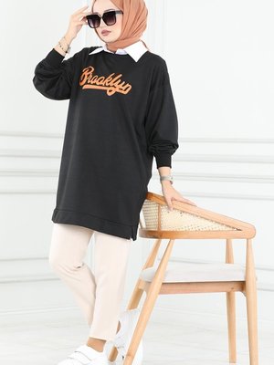 Siyah & Oranj Yazı Baskılı Spor Tunik Siyah & Oranj Yazı Baskılı Spor Tunik