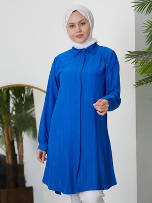 Gizli Patlı Uzun Tunik Saks Gizli Patlı Uzun Tunik Saks