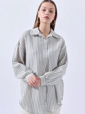 Oversıze Çizgili Gömlek