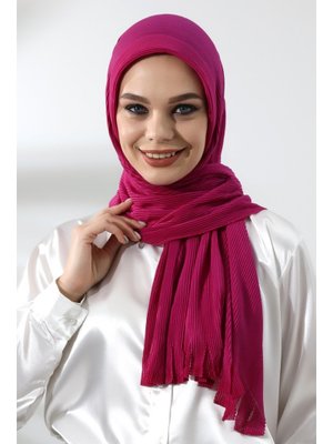 Fuşya Hazır Pratik Fitilli Pamuklu Şal