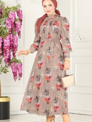 Vizyon Çiçek Desenli Şifon Elbise