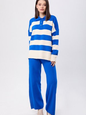 Saks Çizgili Triko Takım